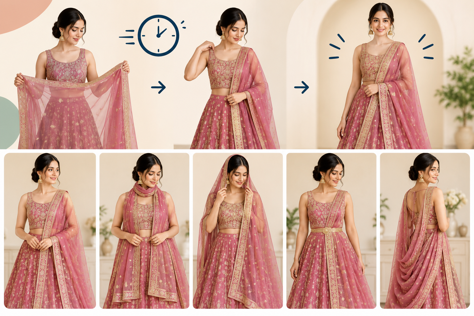 How to Wear Lehenga Dupatta in 5 Minutes: Easy Styles